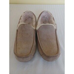 UGG Ascot tan brown suede slippers mens 13 sheepskin lined moccasins shoes